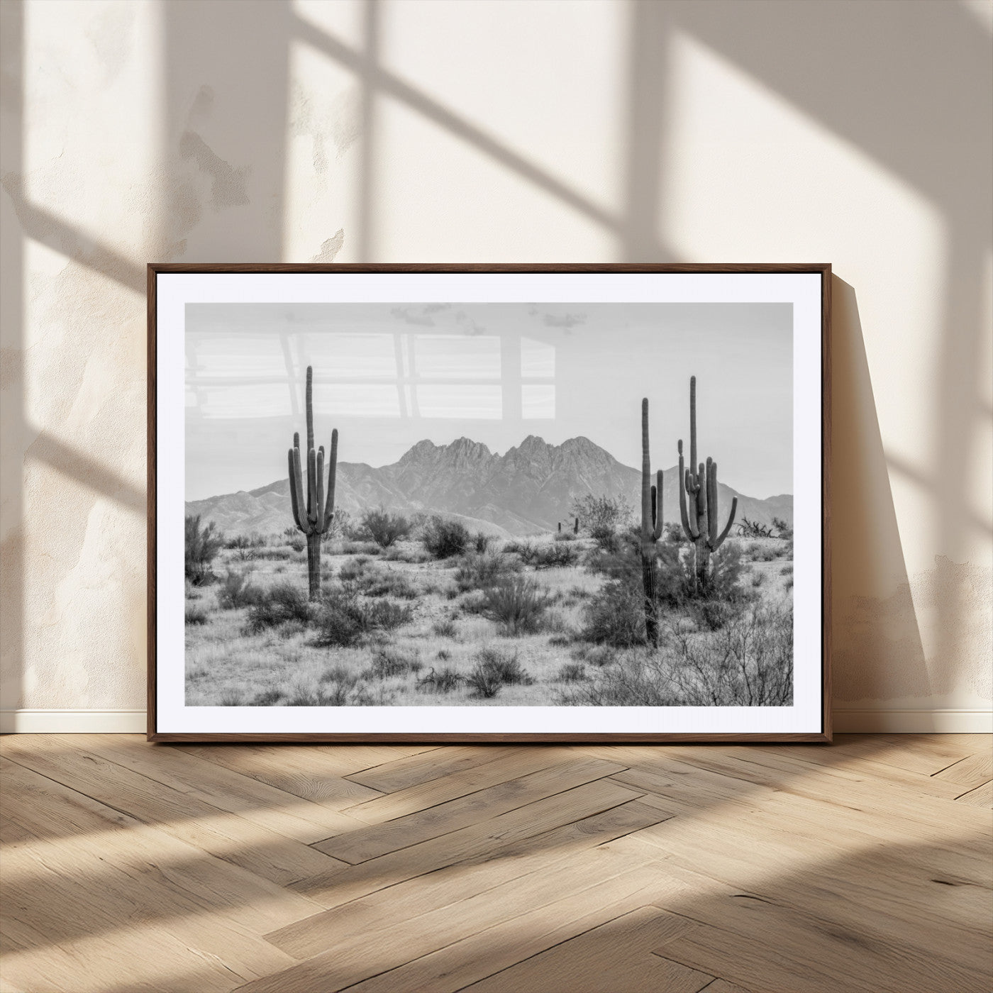 97436PHN-MGV-CV-36X24-Black White Arizona Desert Canvas Wall Art Cactus Farmhouse Wall Art