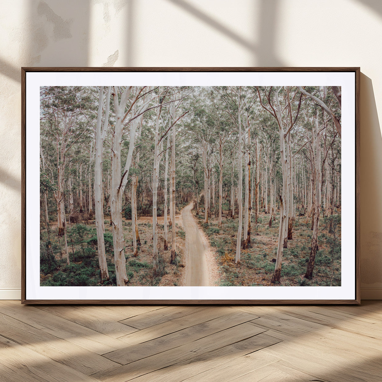 24760563-MGV-CV-36X24-Forest Dirt Road Canvas Wall Art Print, Scenic Woodland Pathway, Tall Trees Nature Canvas for Living Room or Office 1 Panel Wrapped Canvas
