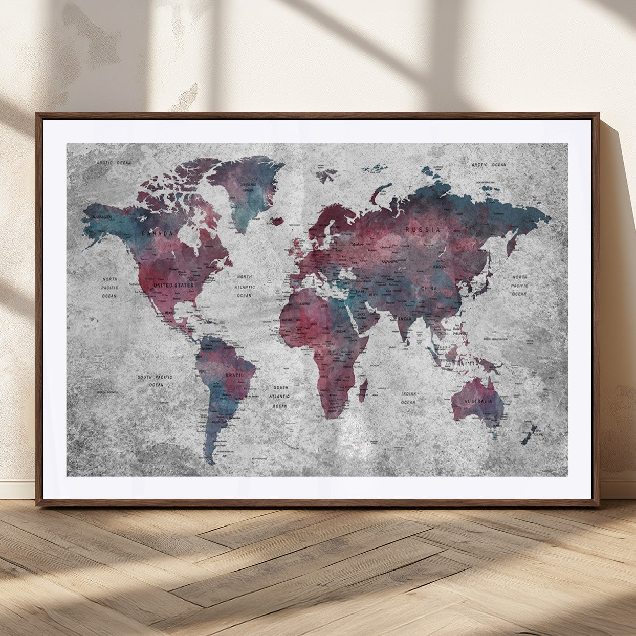 MGC-FP-36x24 - World Map Wall Art Canvas Print for Home and Office Decor
