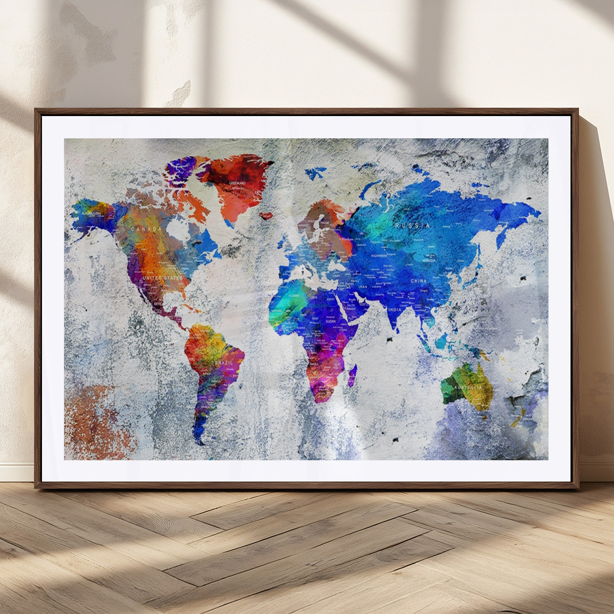 MGC-FP-36x24 - World Map Wall Art Canvas Print for Home and Office Decor