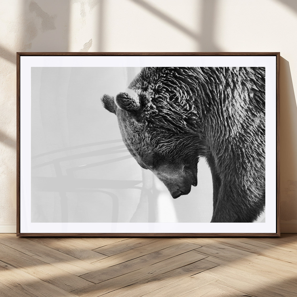 MGC-FP-36x24 - Black and White Grizzly 399 Bear Canvas Print Wall Art | Large Wildlife Canvas Print for Living