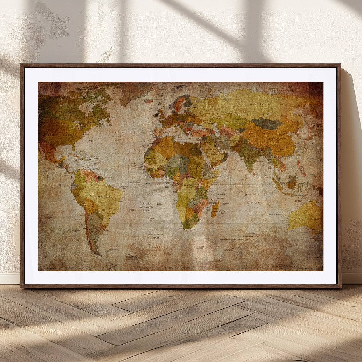 MGC-FP-36x24 - Push Pin World Map Canvas Print – Framed Wall Art for Couples to Track Their Travels – Anniversary
