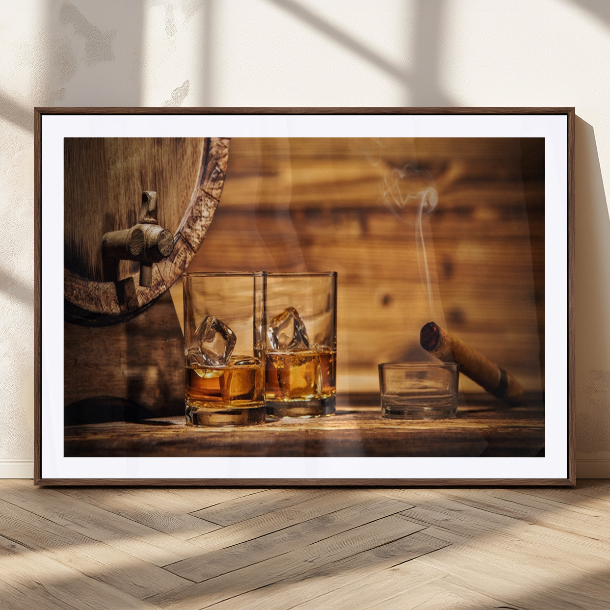 MGC-FP-36x24 - Rustic Whiskey and Barrel Canvas Print