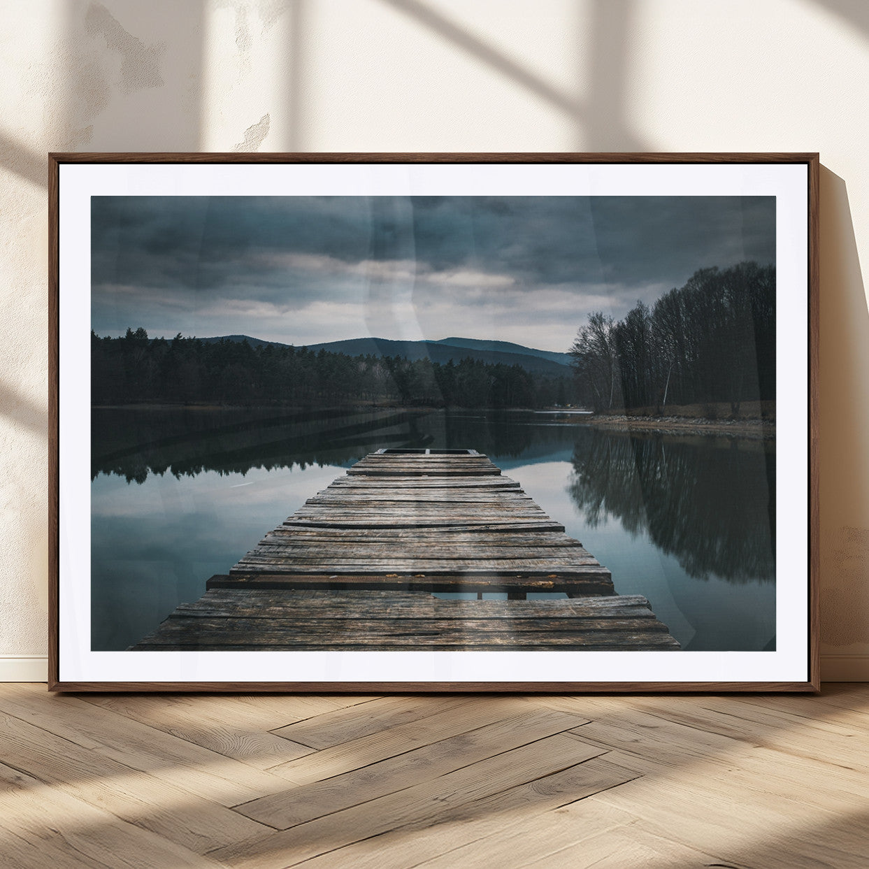 MGC-FP-36x24 - Wooden Bridge Near Lake Wall Art Canvas Print