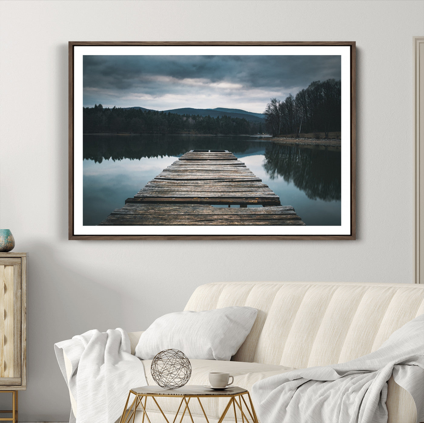 65946-MGC-FP-36x24_Walnut-Wooden Bridge Near Lake Wall Art Canvas Print