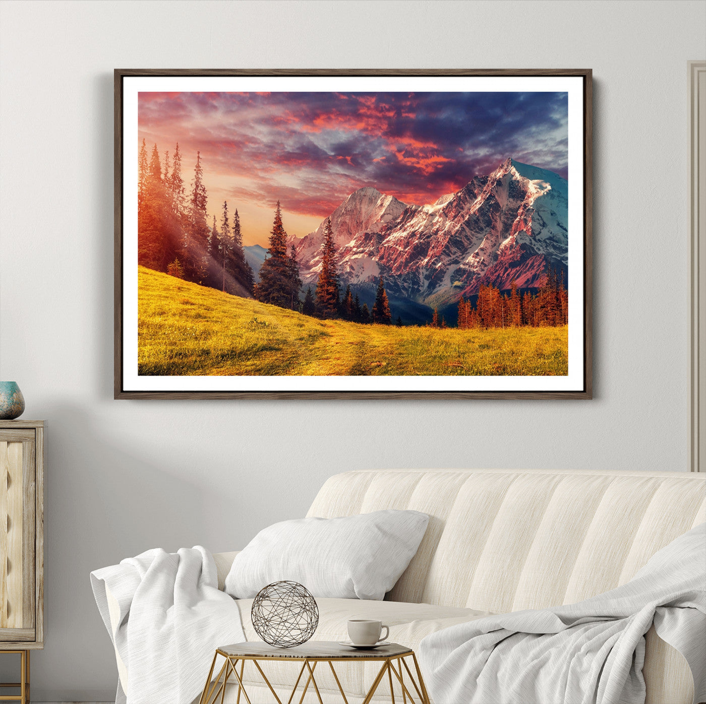48448-MGC-FP-36x24_Walnut-Mountain and Daylight Red Sunset Wall Art Canvas Print