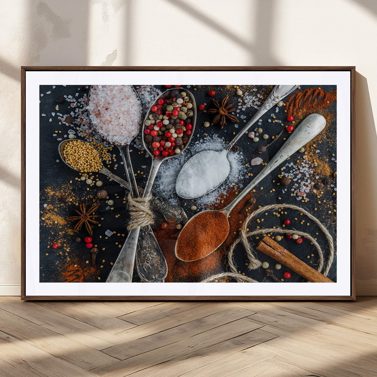 MGC-FP-36x24 - Spices and Seasonings Canvas Wall Art – Colorful Triptych Kitchen Decor – Culinary Art for Dining
