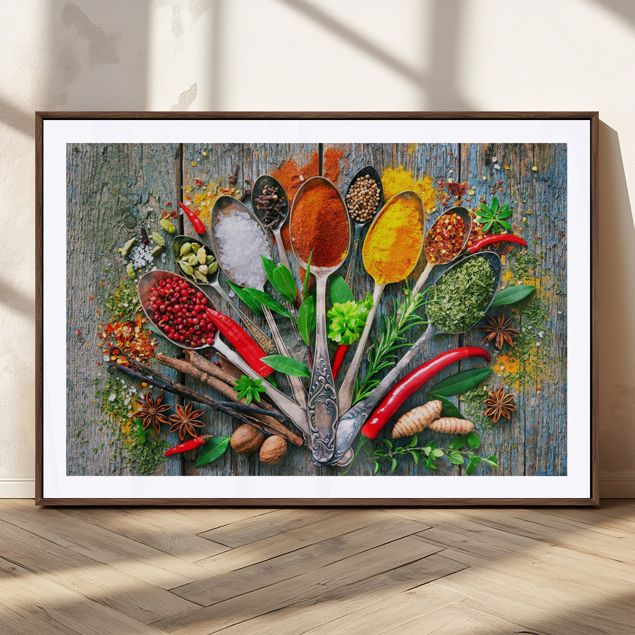 MGC-FP-36x24 - Spoonful of Spices Cooking Wall Art Canvas Print - Vibrant Kitchen Decor Triptych – Culinary Art