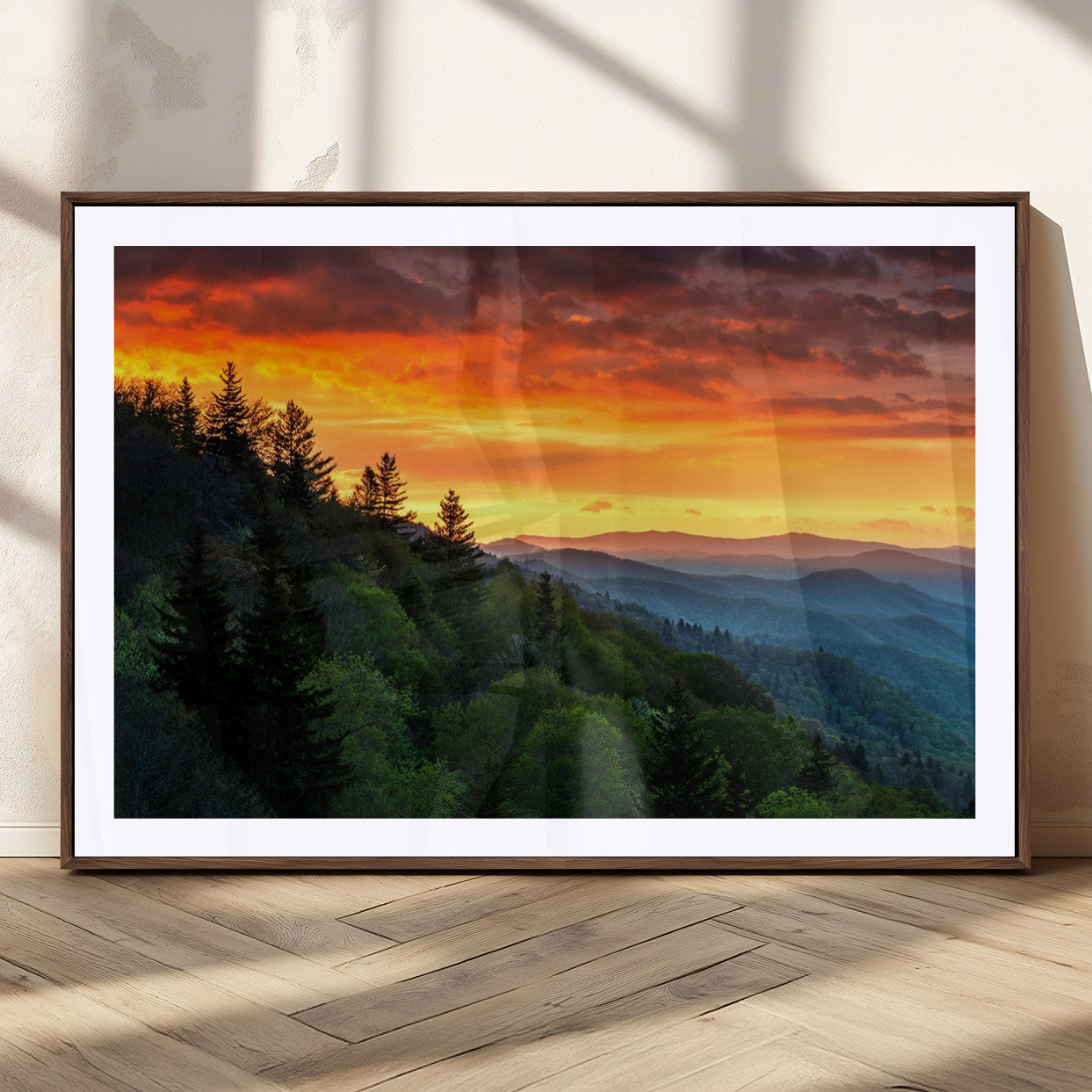 MGC-FP-36x24 - Forest Landscape Wall Art Sunset Canvas, Forest Sunset Canvas Print