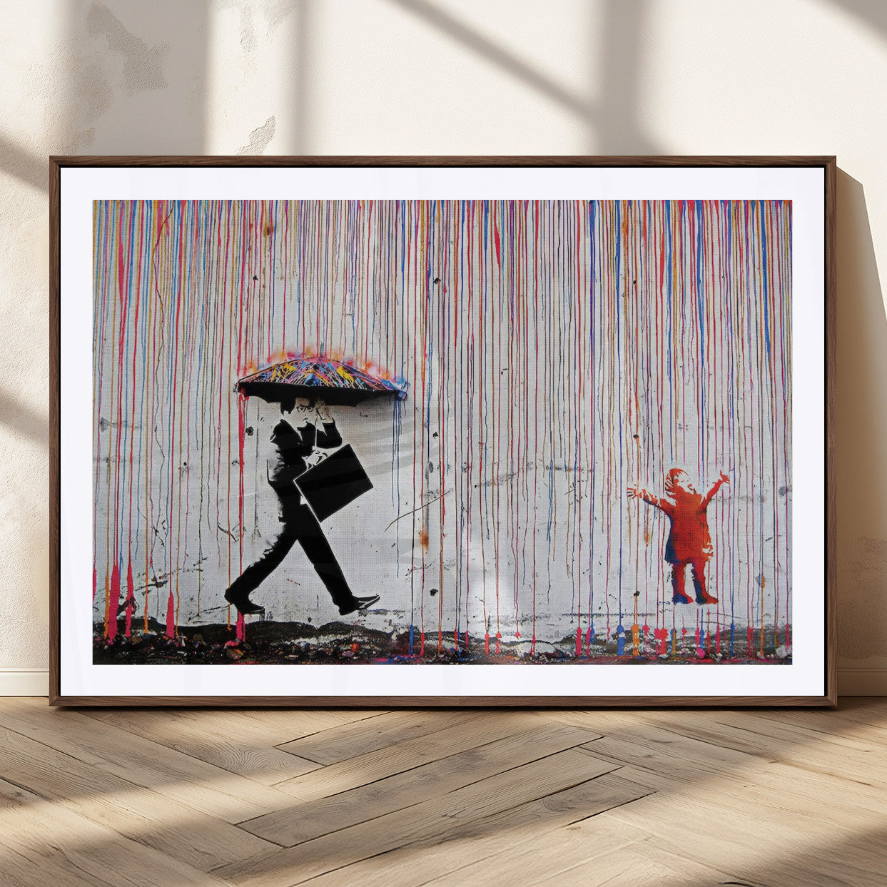 MGC-FP-36x24 - Banksy Wall Art Canvas Print, Framed Graffiti Art Picture Print, Banksy Urban Graffiti Perfect Modern Decor Artwork