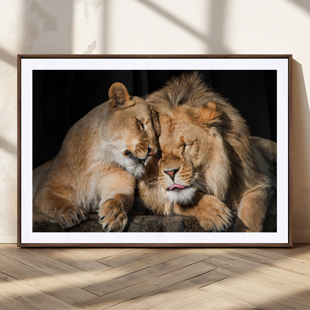MGC-FP-36x24 - Lion and Lioness Wall Art Print Canvas | 3-Panel African Wildlife Canvas Print | Animal-Themed Art