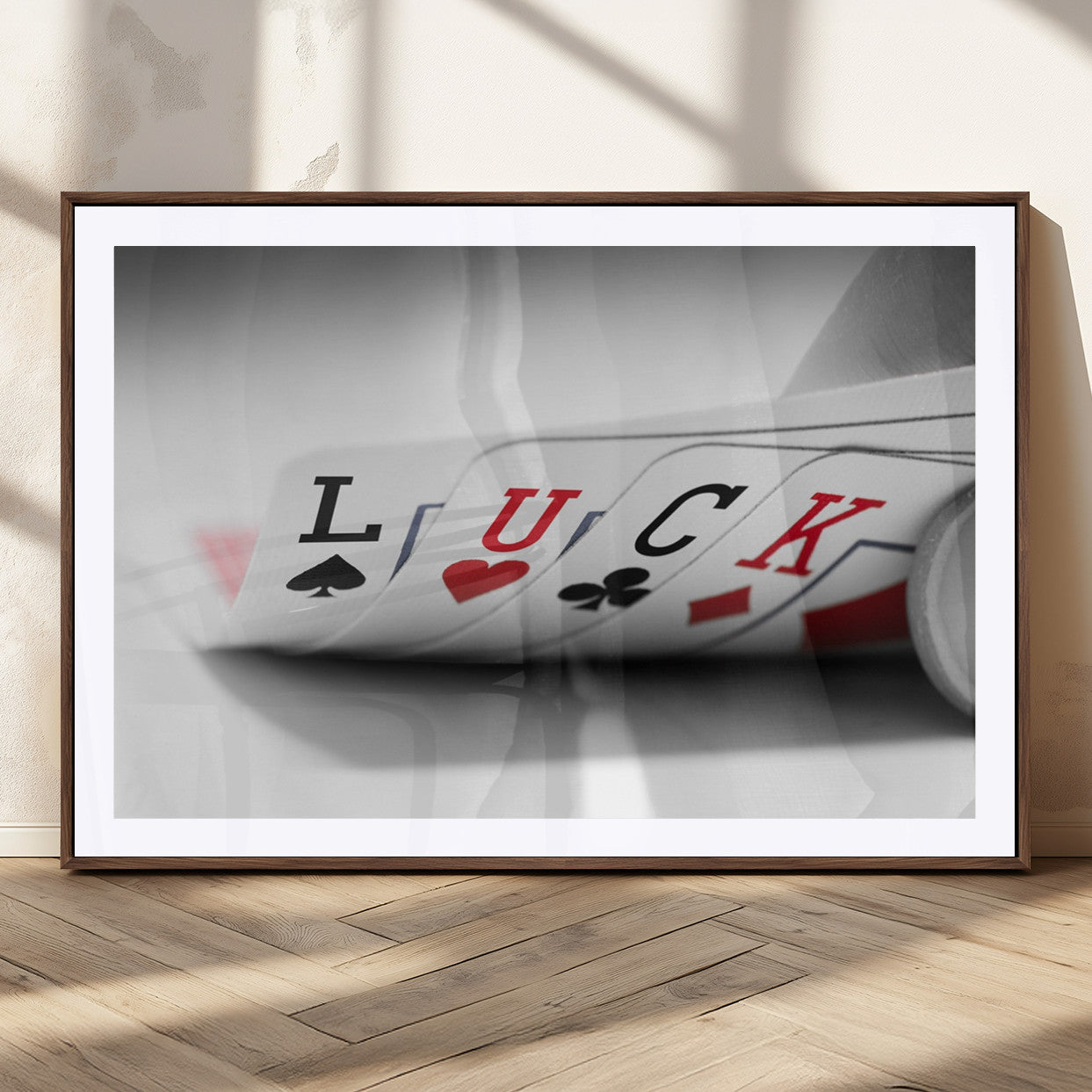 MGC-FP-36x24 - Framed Luck Poker Cards Canvas – Modern Triptych Wall Art, Ready to Hang for Game Rooms