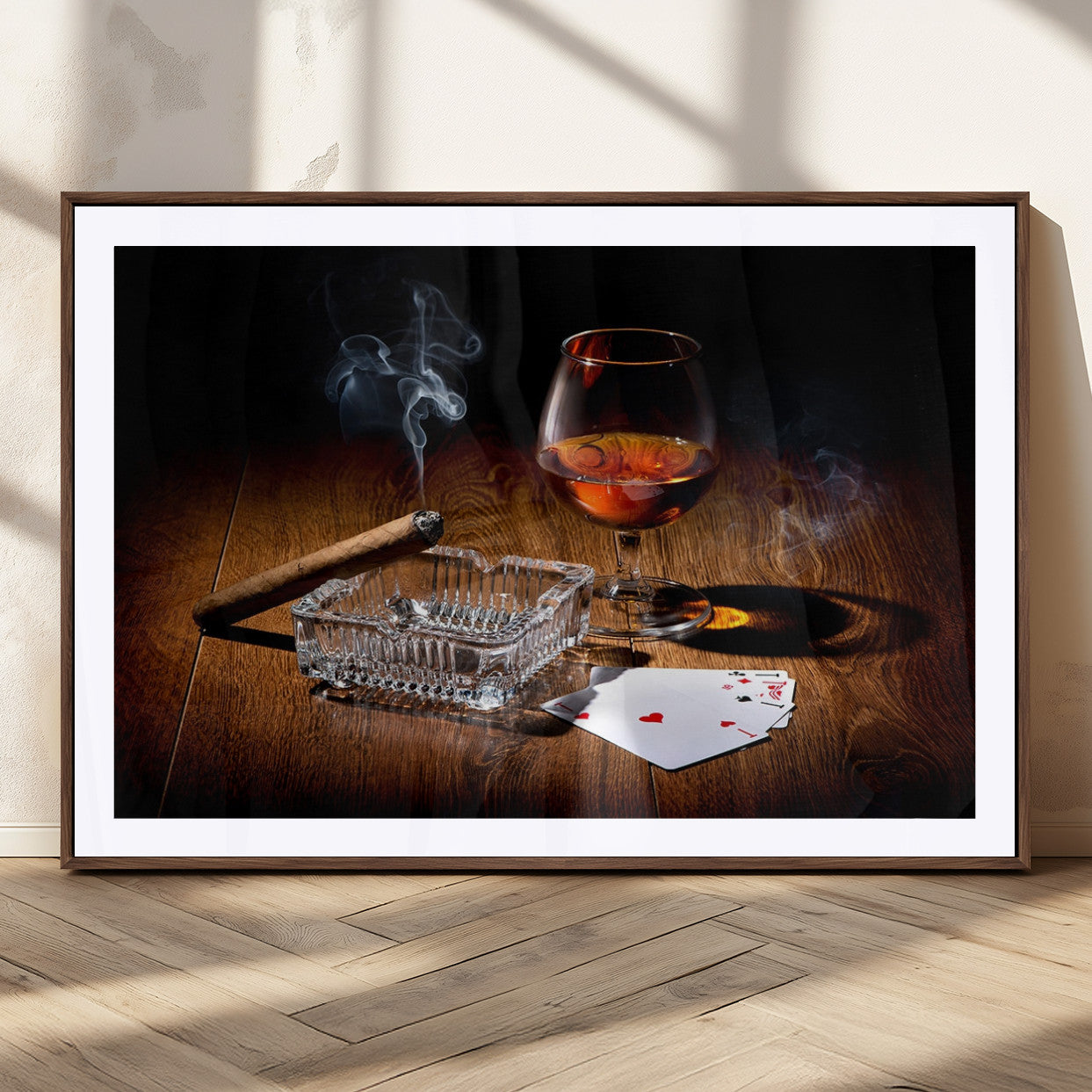 MGC-FP-36x24 - Whiskey Cigar Wall Art Canvas Print Kitchen Wall