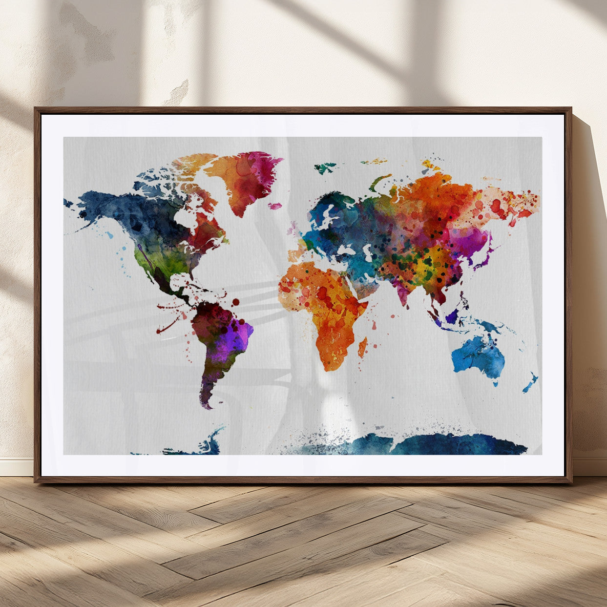 MGC-FP-36x24 - Push Pin World Map Canvas Print – Framed Wall Art for Couples to Track Their Travels – Anniversary