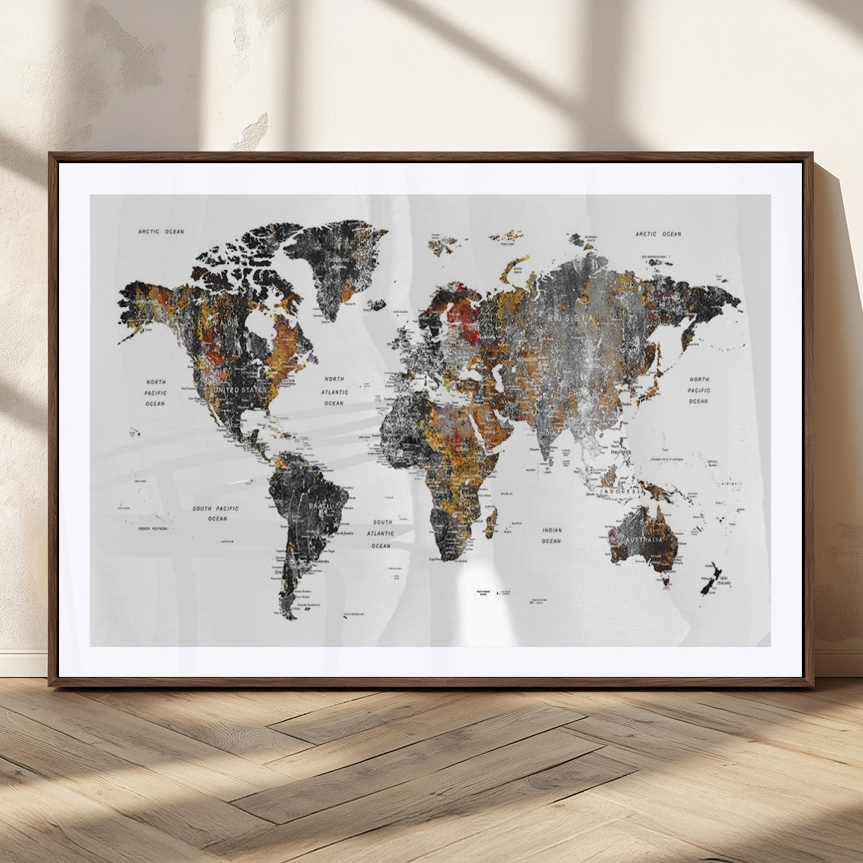 MGC-FP-36x24 - World Map Wall Art Canvas Print for Home and Office Decor