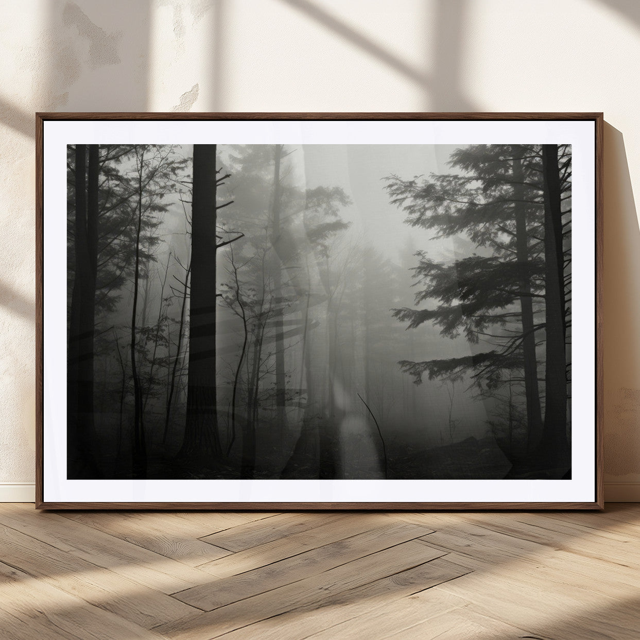 MGC-FP-36x24 - Misty Forest Wall Art Premium Canvas Print a Foggy and Serene Atmosphere - Nature Wall Art