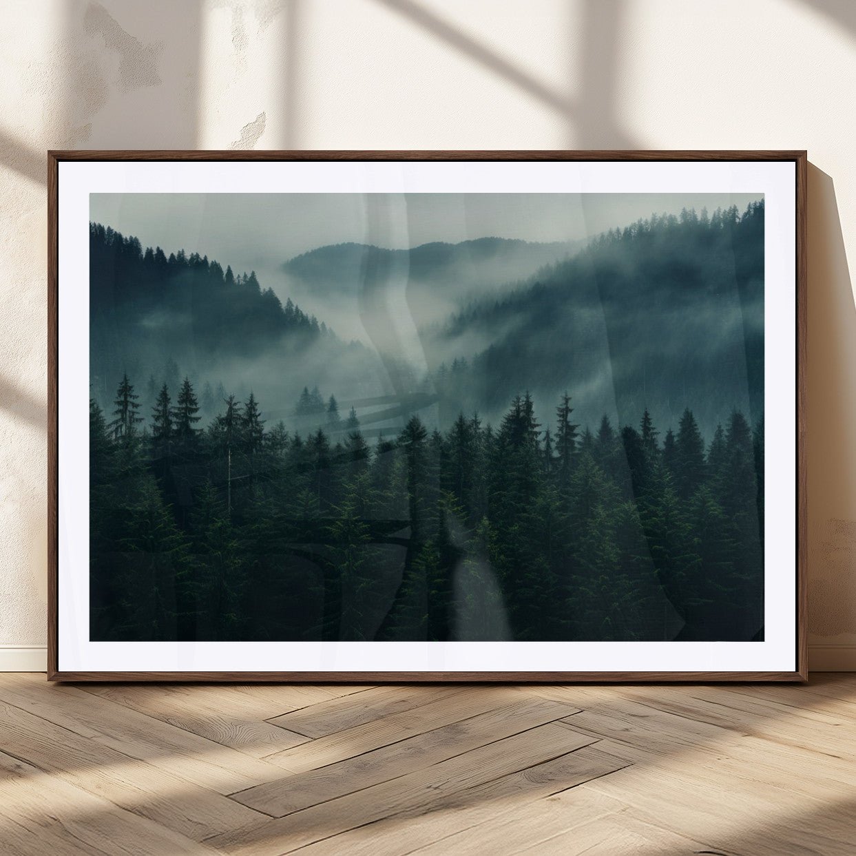 MGC-FP-36x24 - Captivating Misty Forest Wall Art Premium Canvas Print,  Foggy and Serene Atmosphere Wall Art Canvas
