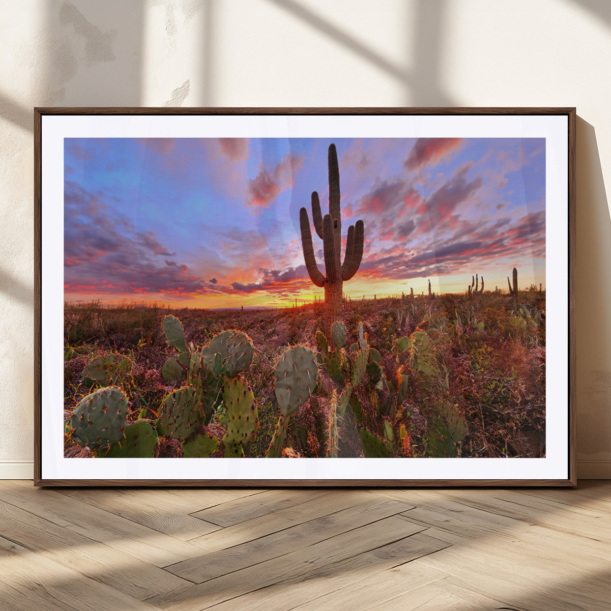 MGC-FP-36x24 - Arizona Desert Wall Art Canvas Print - Framed Deser Sunset Wall Decor