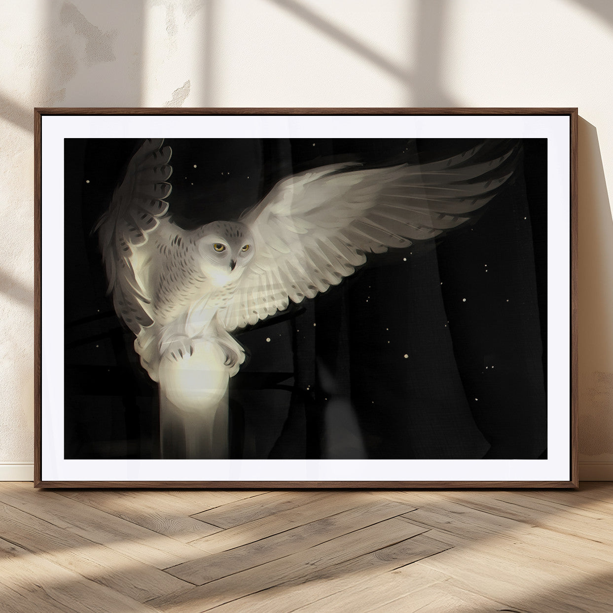 MGC-FP-36x24 - Night Owl Art -  Illuminating the Darkness – Unique Animal-Inspired Wall Art for Modern Decor |
