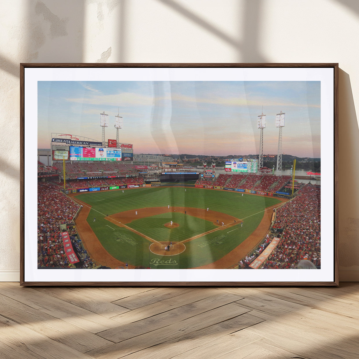 MGC-FP-36x24 - Cincinnati Reds Baseball Print Canvas- Cincinnati Great American Ball Park Stadium Wall Art Canvas