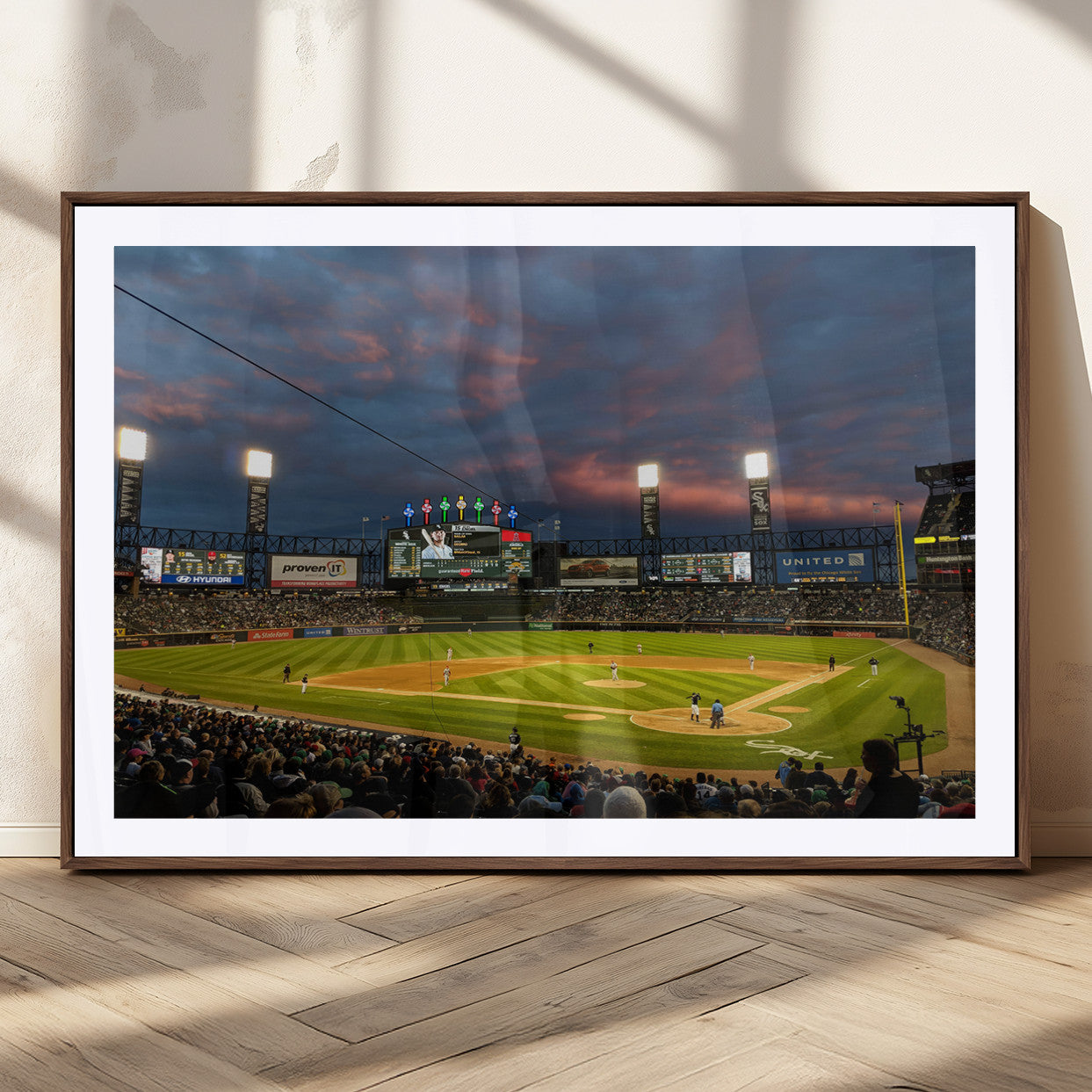 MGC-FP-36x24 - Chicago White Sox Baseball Team Print Canvas- Guaranteed Rate Field Stadium Wall Art Canvas Print