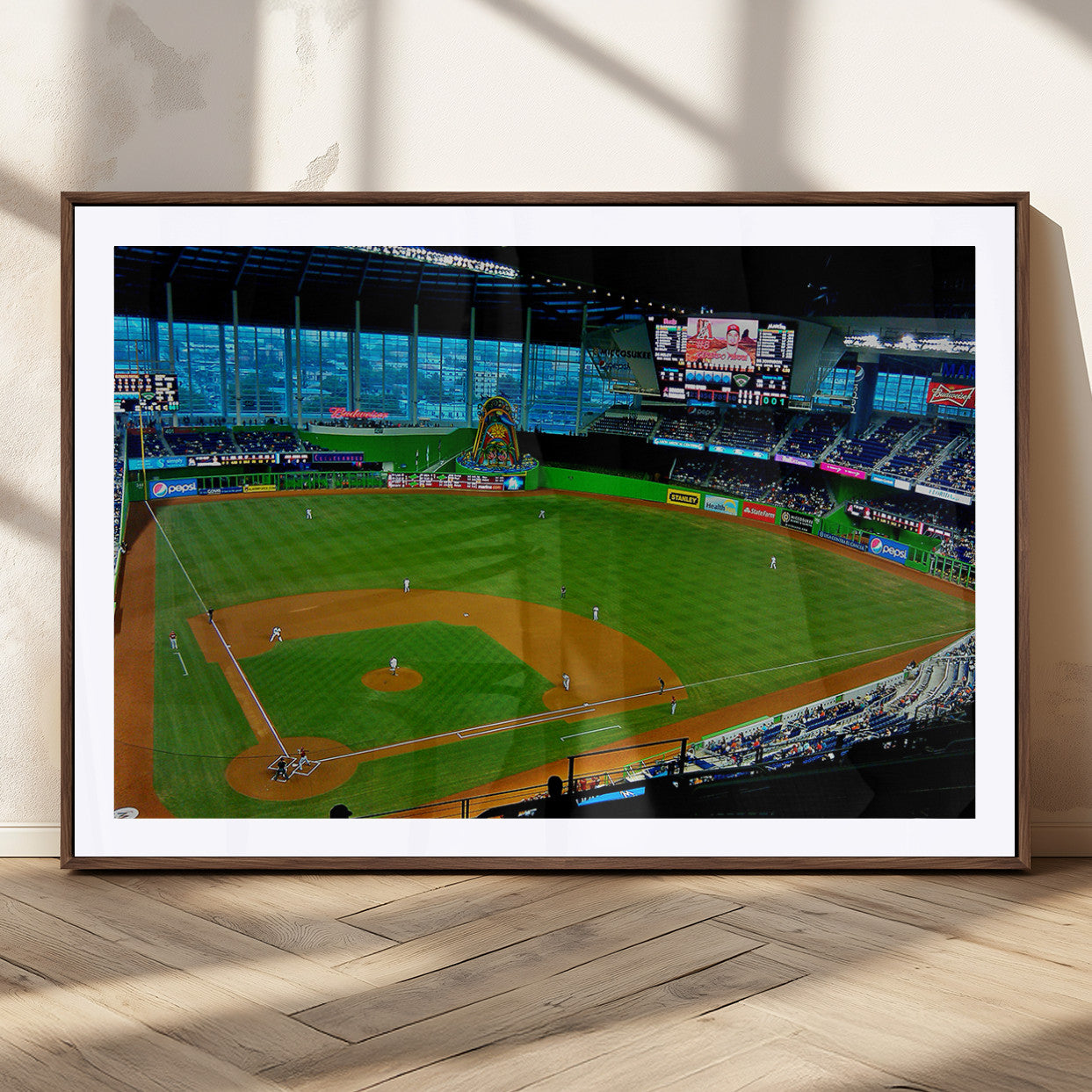 MGC-FP-36x24 - Miami Marlins Baseball Team Print - Miami LoanDepot Park Stadium Wall Art Canvas Print