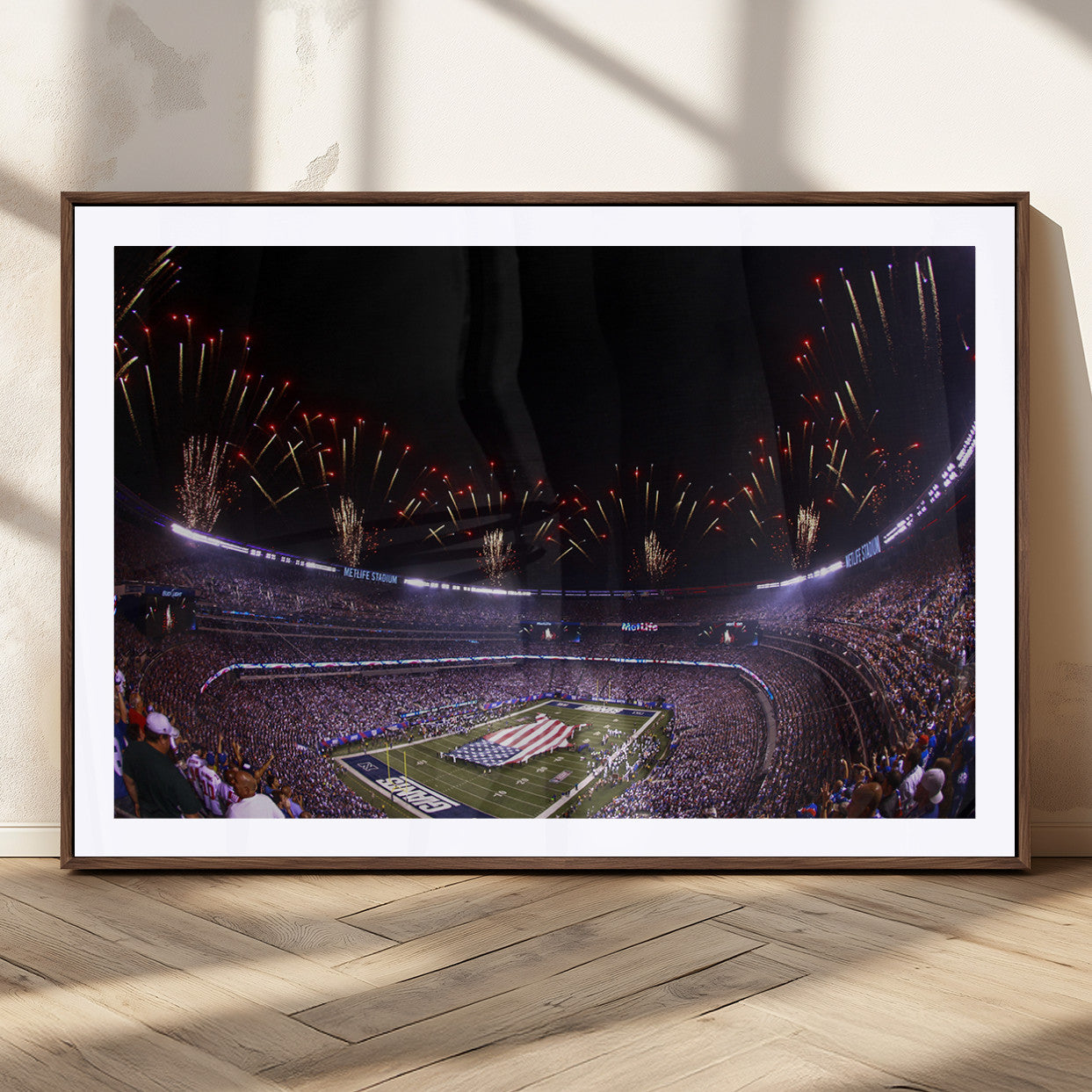 MGC-FP-36x24 - New York Giants Football Team Print - East Rutherford MetLife Stadium Wall Art Canvas Print