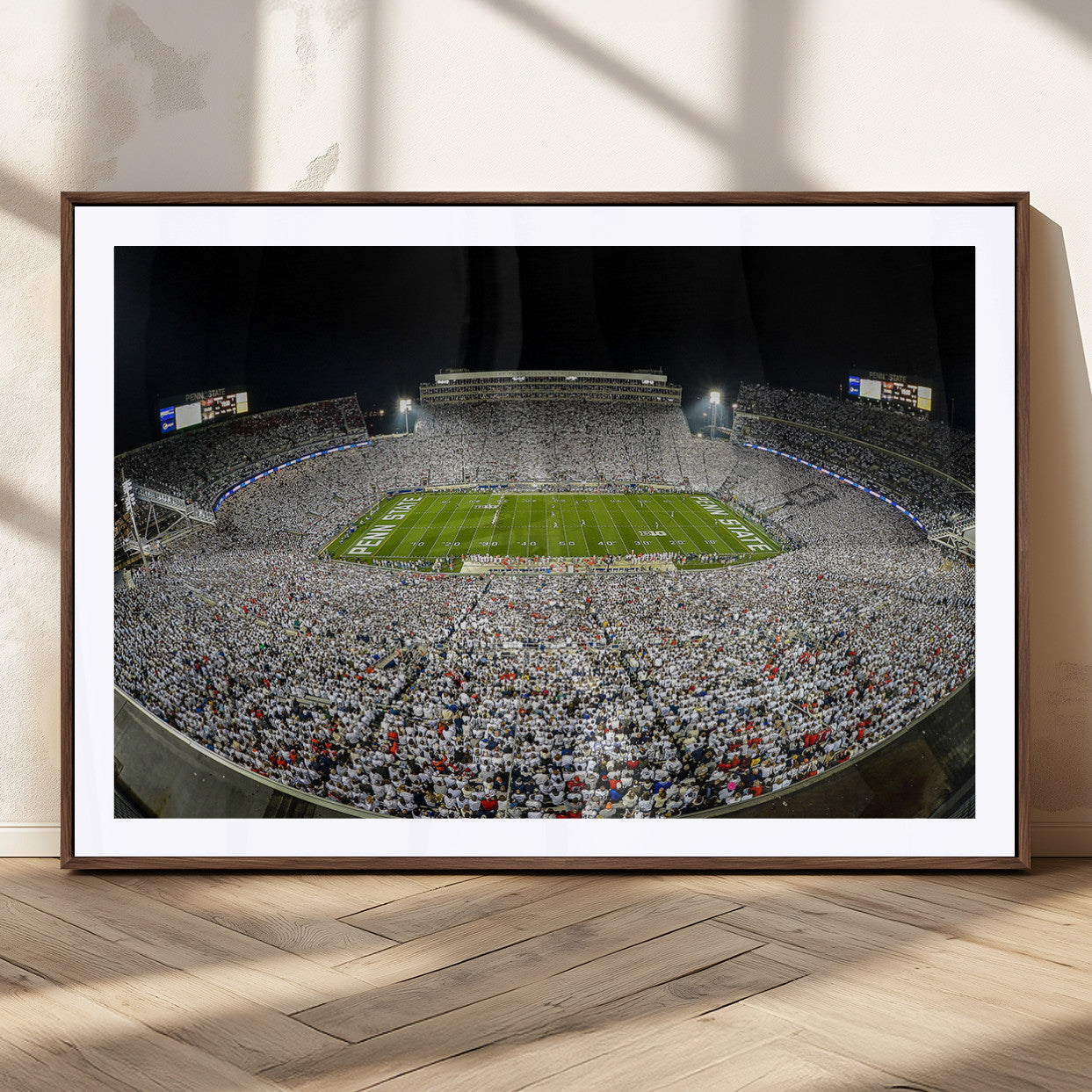 MGC-FP-36x24 - Beaver Stadium Night Game Triple Canvas Wall Art - Penn State Nittany Lions Football Match