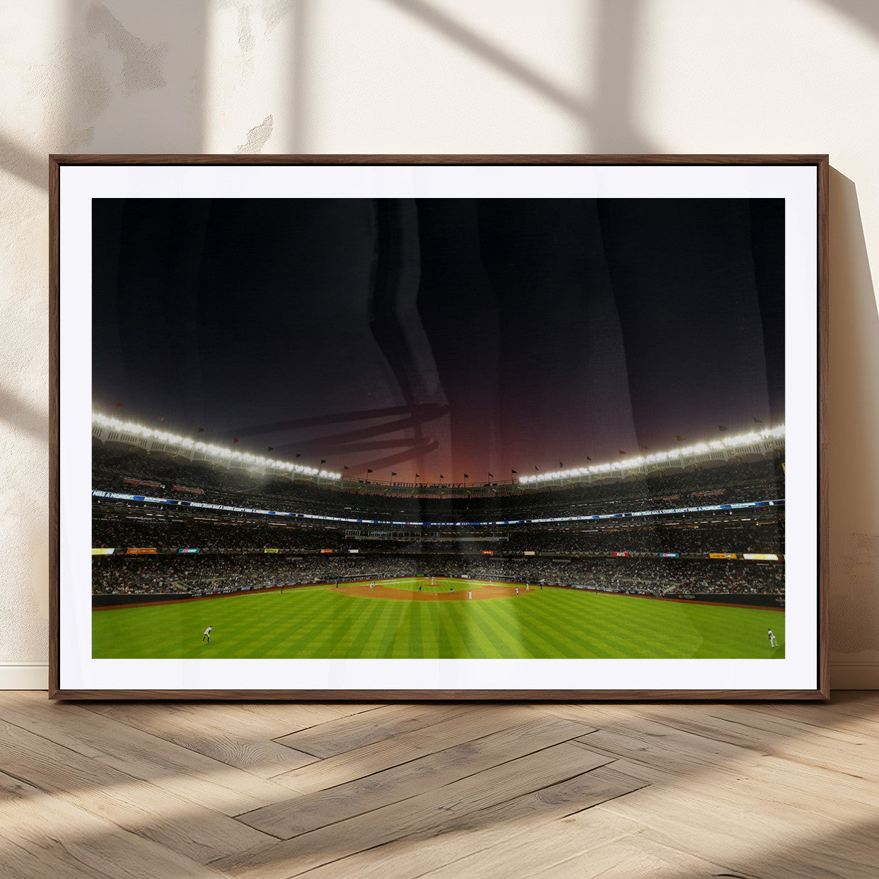 MGC-FP-36x24 - Yankee Stadium Night Game Triple Canvas, Yankee Stadium Canvas Wall Art - New York Yankees MLB Match
