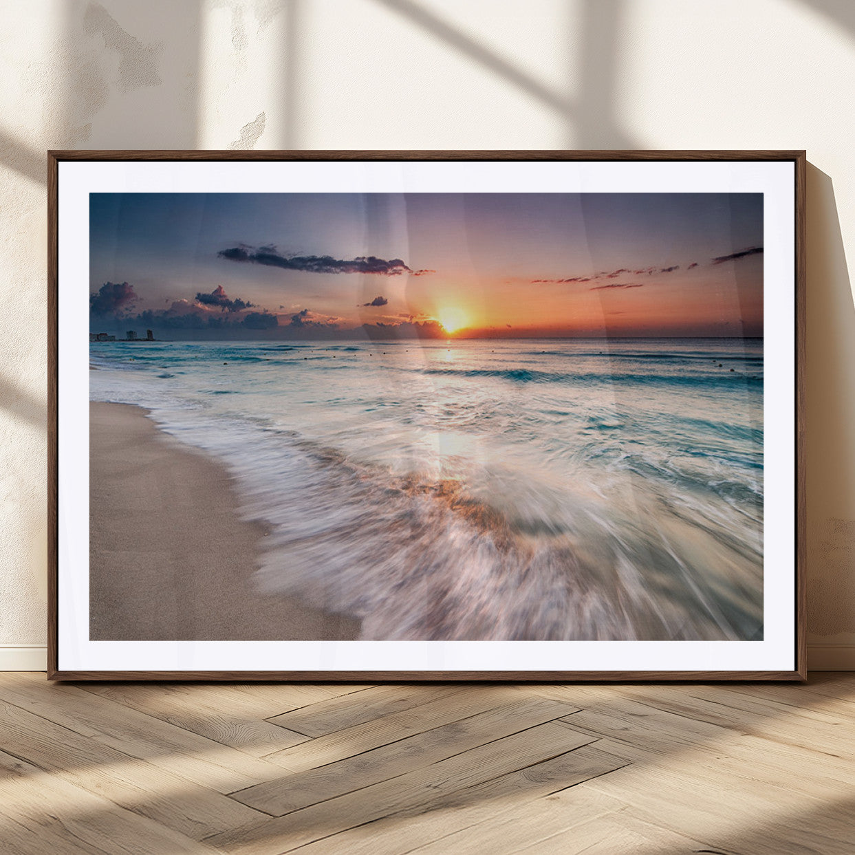 MGC-FP-36x24 - Sunset Beach Wall Art – Soothing Coastal Landscape, Ready to Hang for Tranquil Home Decor