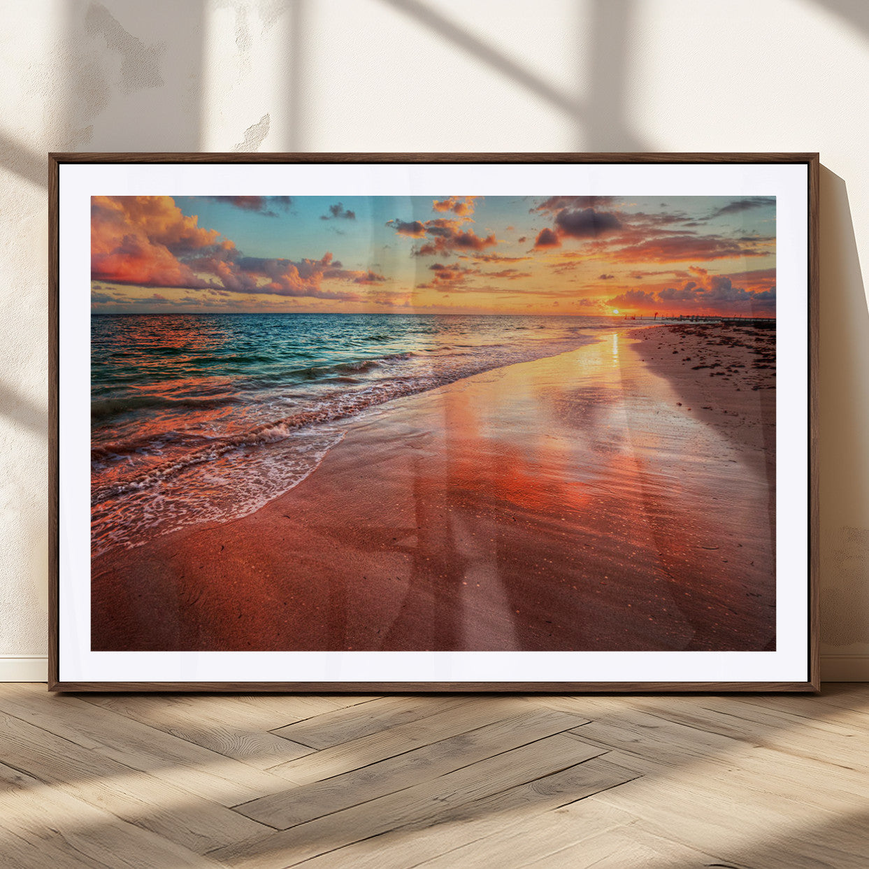 MGC-FP-36x24 - Sunset Beach Wall Art | Ocean Canvas Print | Coastal Wall Art | Tranquil Sunset Canvas Print