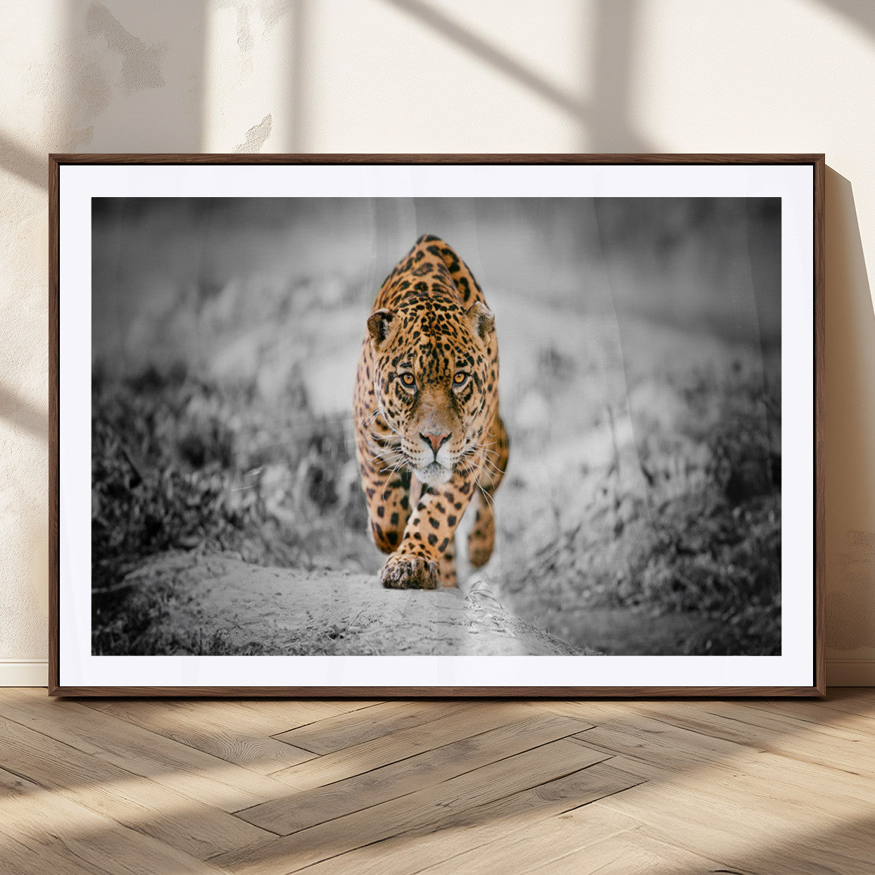 MGC-FP-36x24 - Jaguar Wall Art Canvas Print - Majestic Big Cat in Focused Pursuit - Ready to Hang
