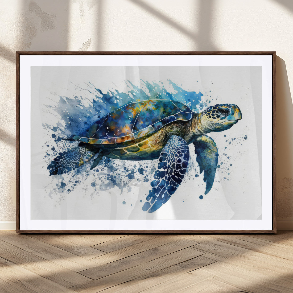 MGC-FP-36x24 - Watercolor Turtle Wall Art Canvas Print for Decoration