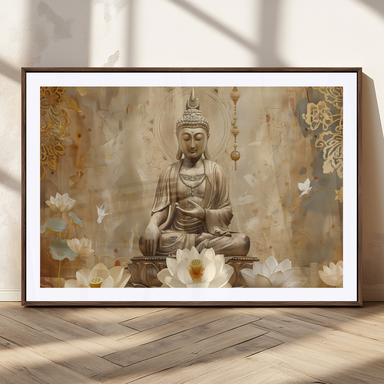 MGC-FP-36x24 - Buddha Wall Art Canvas Print, Buddha Meditation Room Decor, Yoga Room Wall Decor