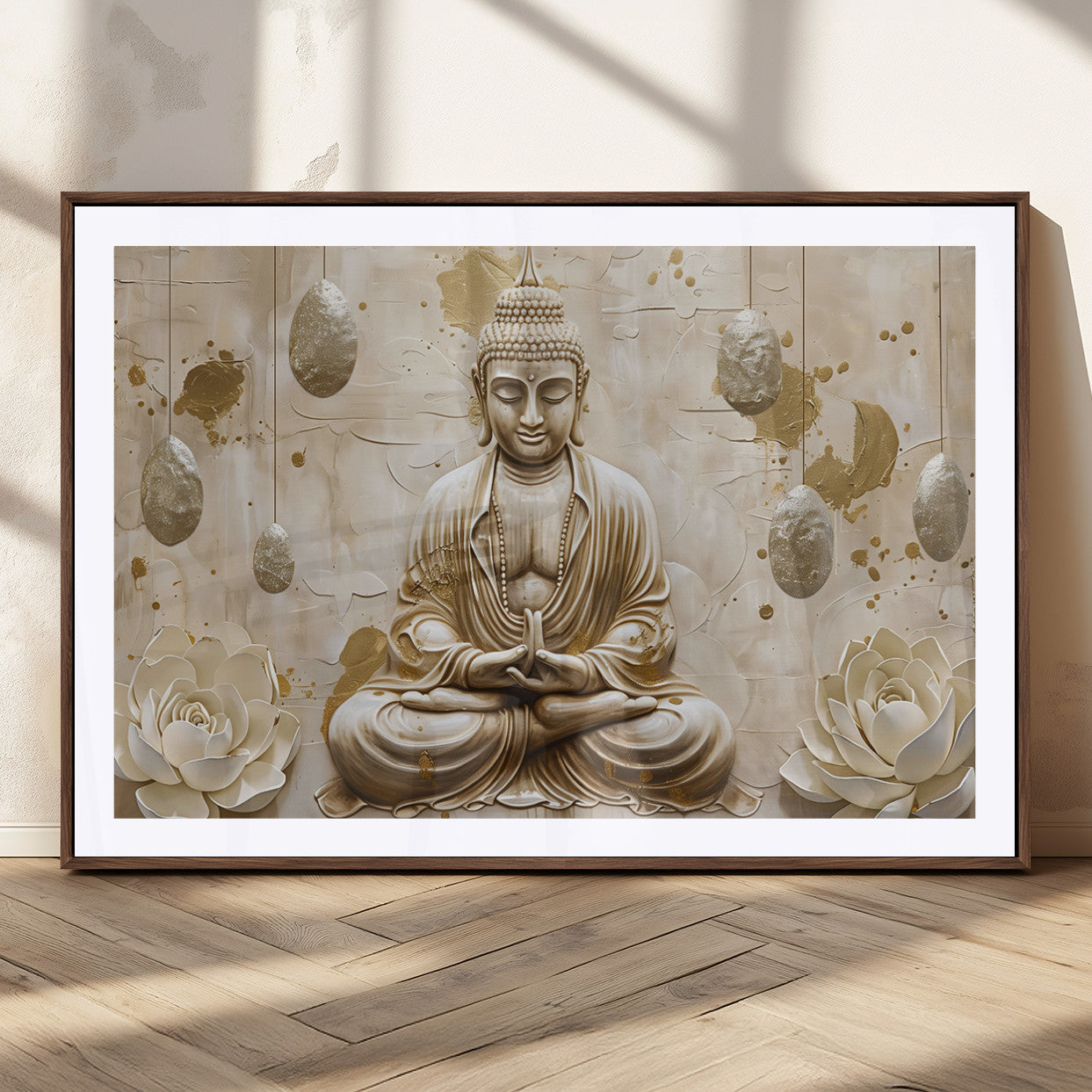 MGC-FP-36x24 - Serene Buddha Wall Art | Yoga Room Decor and Meditation Wall Art Print | Framed and Ready to Hang