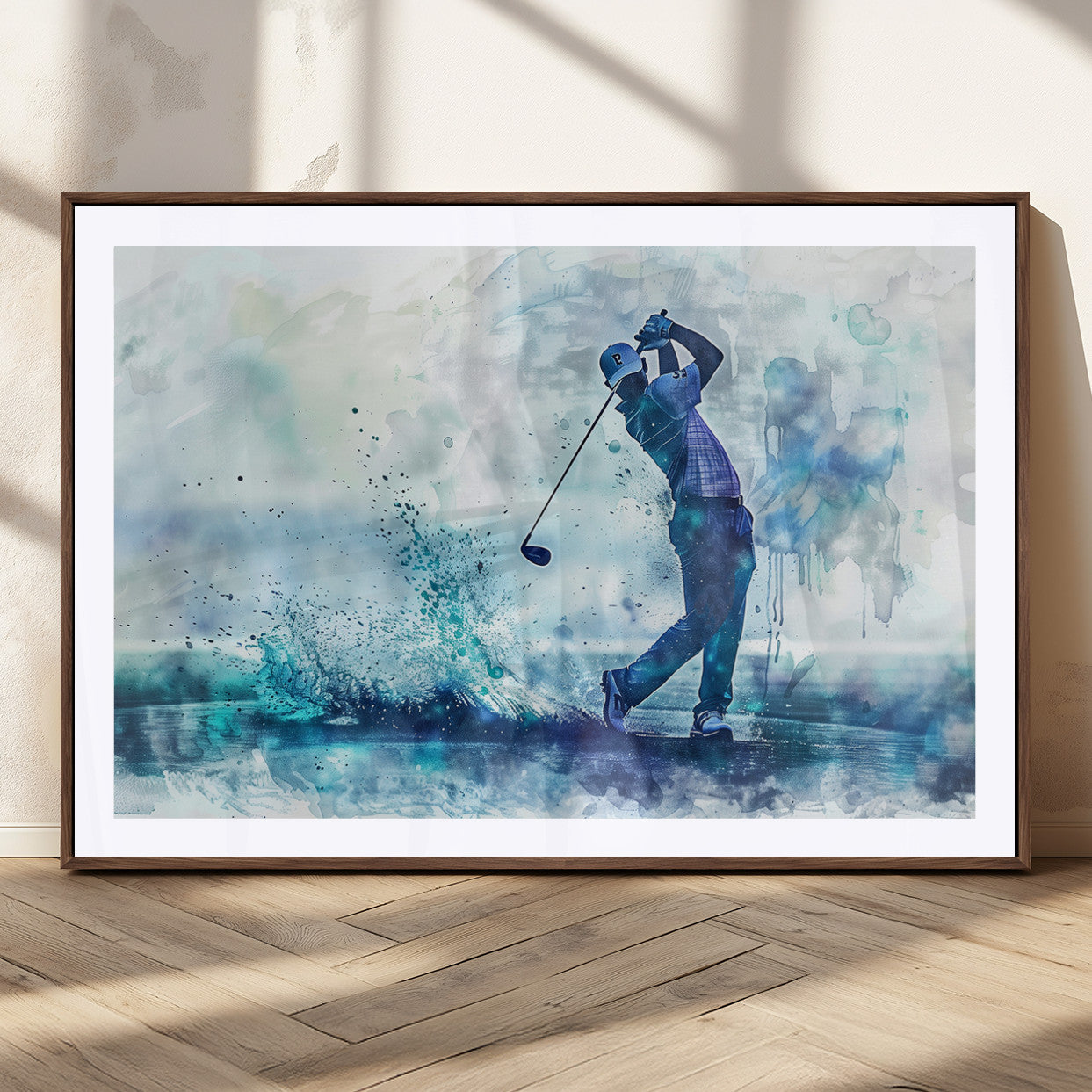 MGC-FP-36x24 - Golf Swing Wall Art Canvas Print - Sports-Inspired Watercolor Decor - Ready to Hang