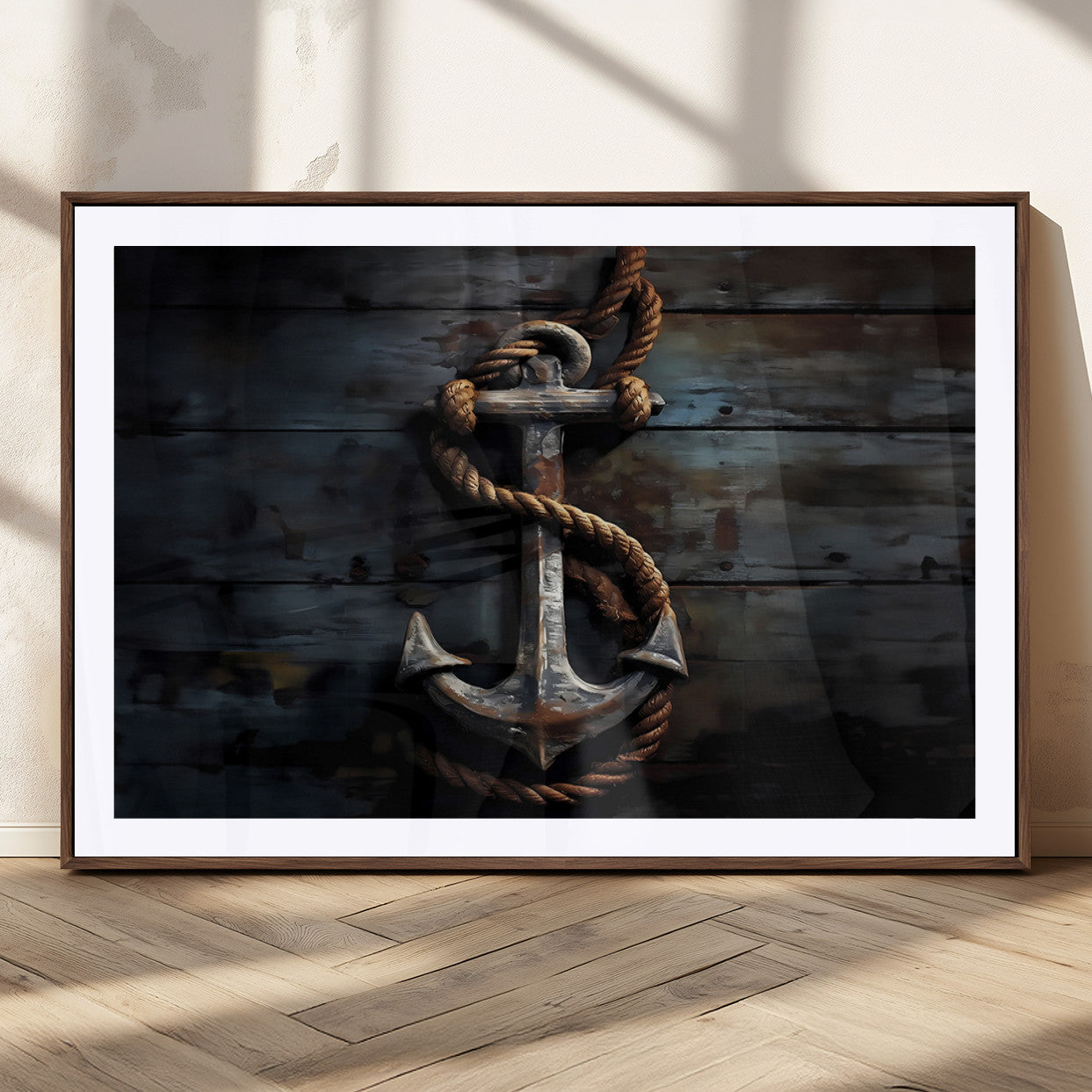 MGC-FP-36x24 - 3 Panel Grunge Abstract Anchor Wall Art Canvas Print Set