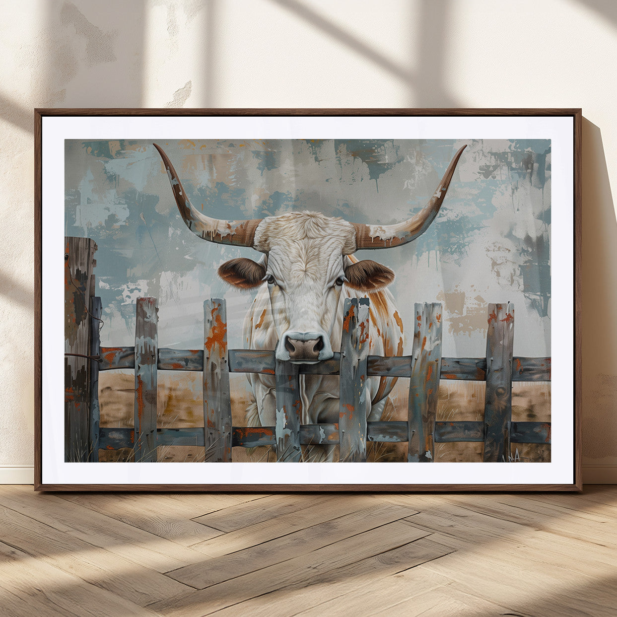MGC-FP-36x24 - Vintage Cow Wall Art Canvas Print for Farmhouse Wall Decor Theme, Cattle Wall Art Print