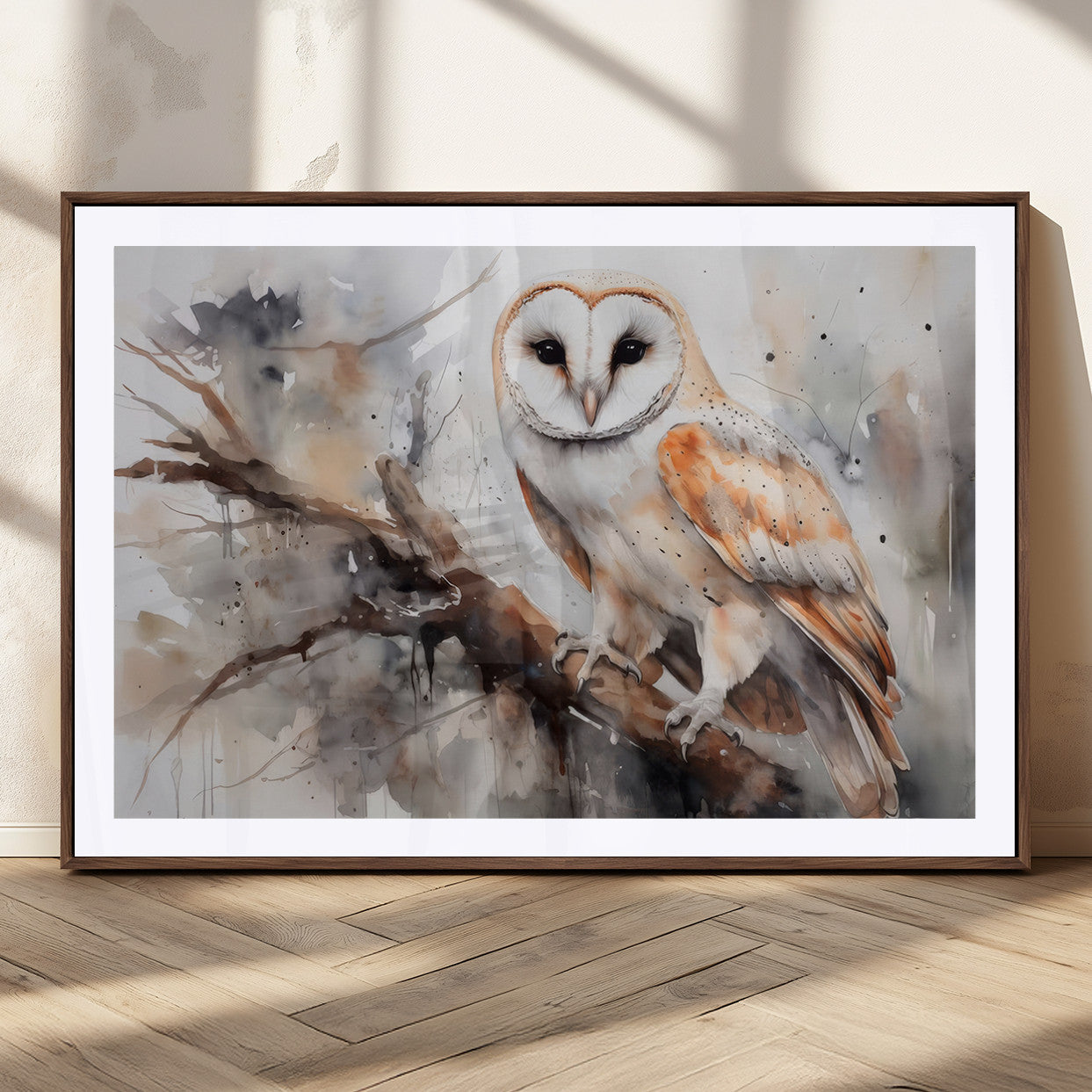 MGC-FP-36x24 - Barn Owl Wall Art | Watercolor Barn Owl Canvas Print | Perfect for Farmhouse Wall Decor | Ready to