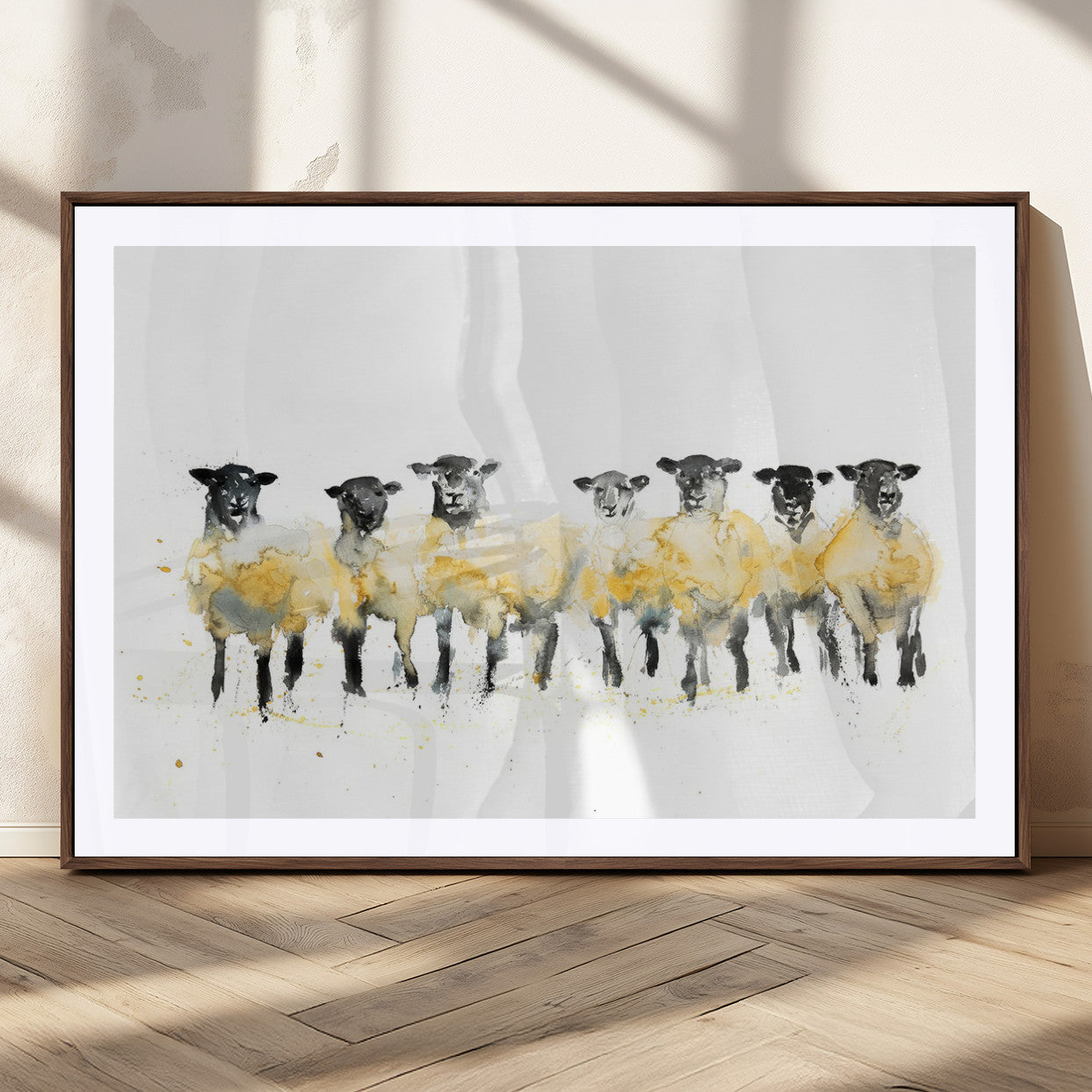 MGC-FP-36x24 - Farmhouse Wall Art Sheep Print | Ready to Hang Framed Canvas | Rustic Barn Decor