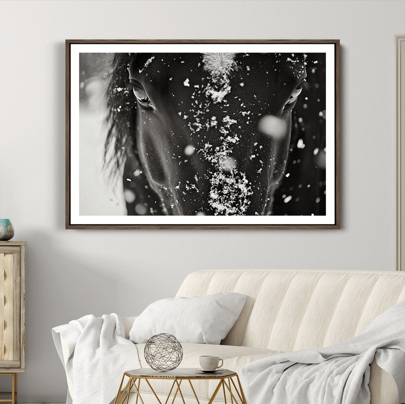 Winter Horse Snow Wall Art Canvas Print