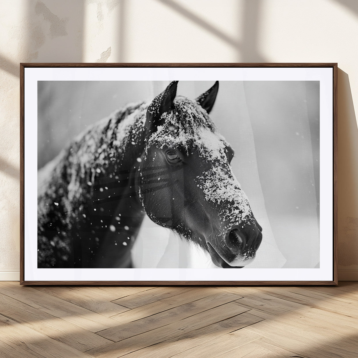 MGC-FP-36x24 - Horse Canvas Print - Winter Horse Snow Wall Art Canvas Print