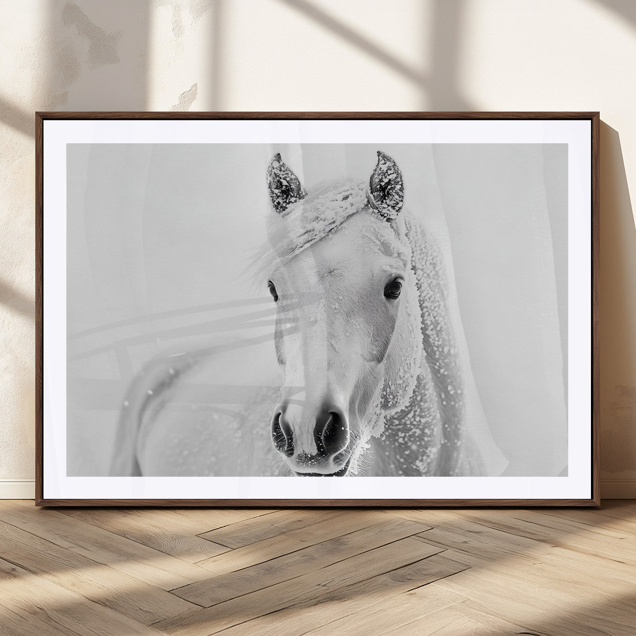 MGC-FP-36x24 - Majestic White Horse Wall Art | Ready to Hang and Framed | Farmhouse Wall Decor for Living Room
