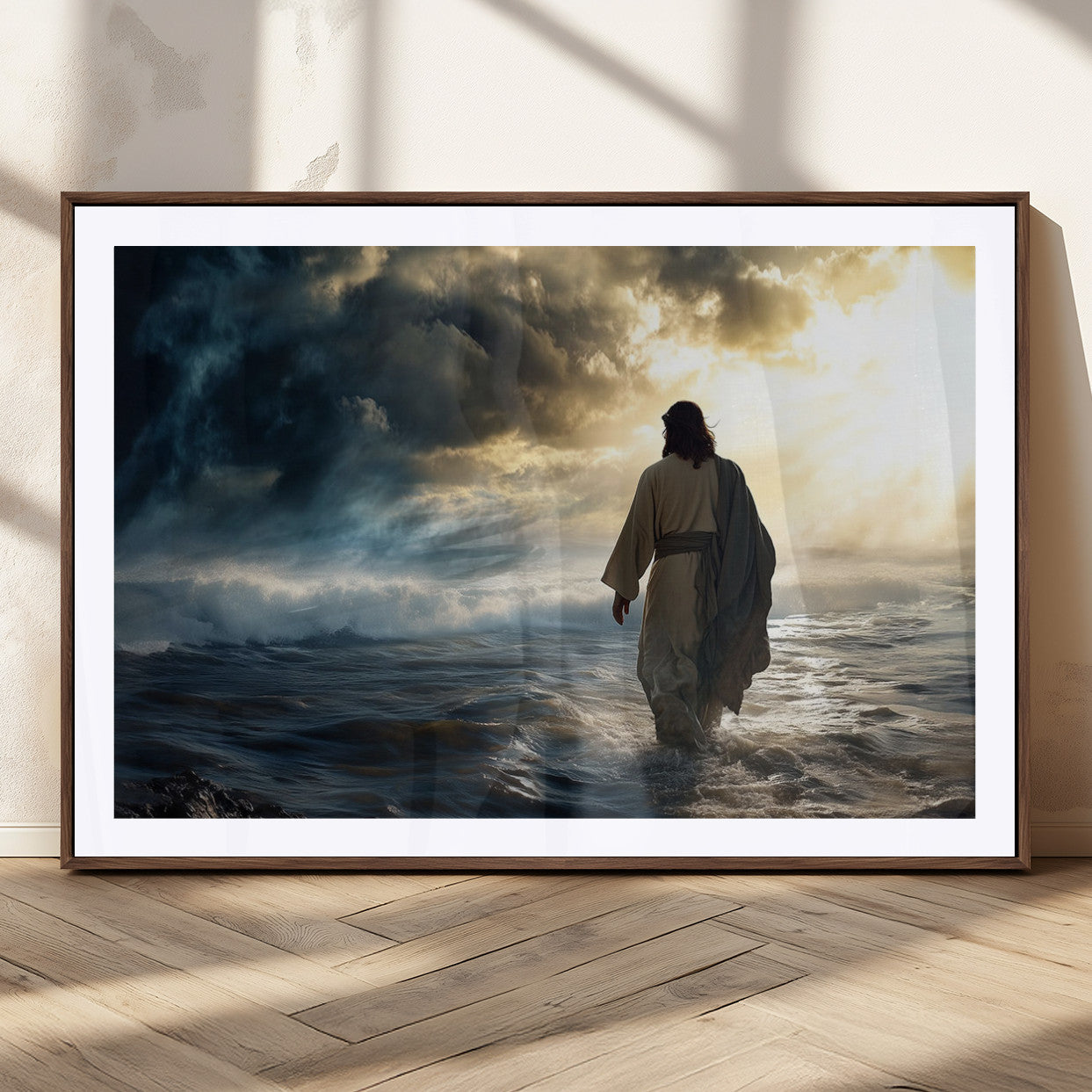 MGC-FP-36x24 - Jesus Walking on Water Wall Art | Canvas Print | Ready to Hang | Christian Home Decor | Spiritual
