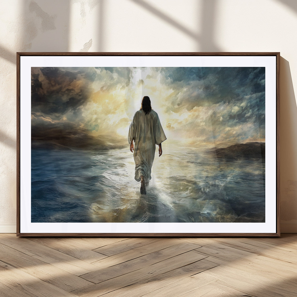 MGC-FP-36x24 - Jesus Walking on Water Wall Art | Canvas Print | Ready to Hang | Christian Home Decor | Spiritual