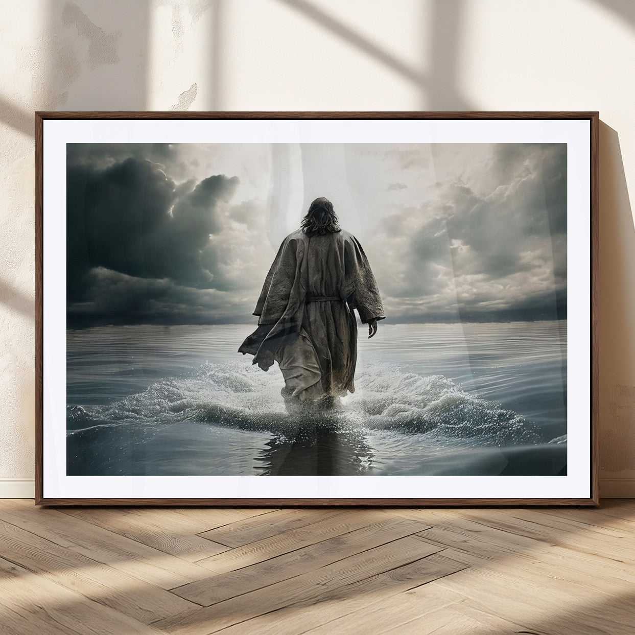MGC-FP-36x24 - Jesus Walking on Water Wall Art | Canvas Print | Ready to Hang | Christian Home Decor | Spiritual