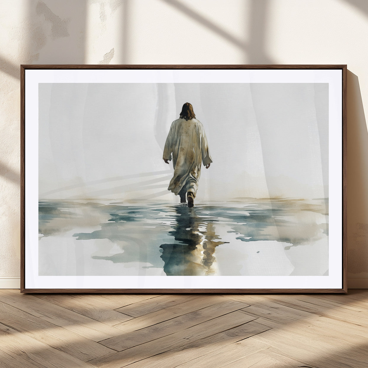 MGC-FP-36x24 - Abstract Jesus Wall Art Canvas Print, Christian Wall Art, Jesus Christ Walking
