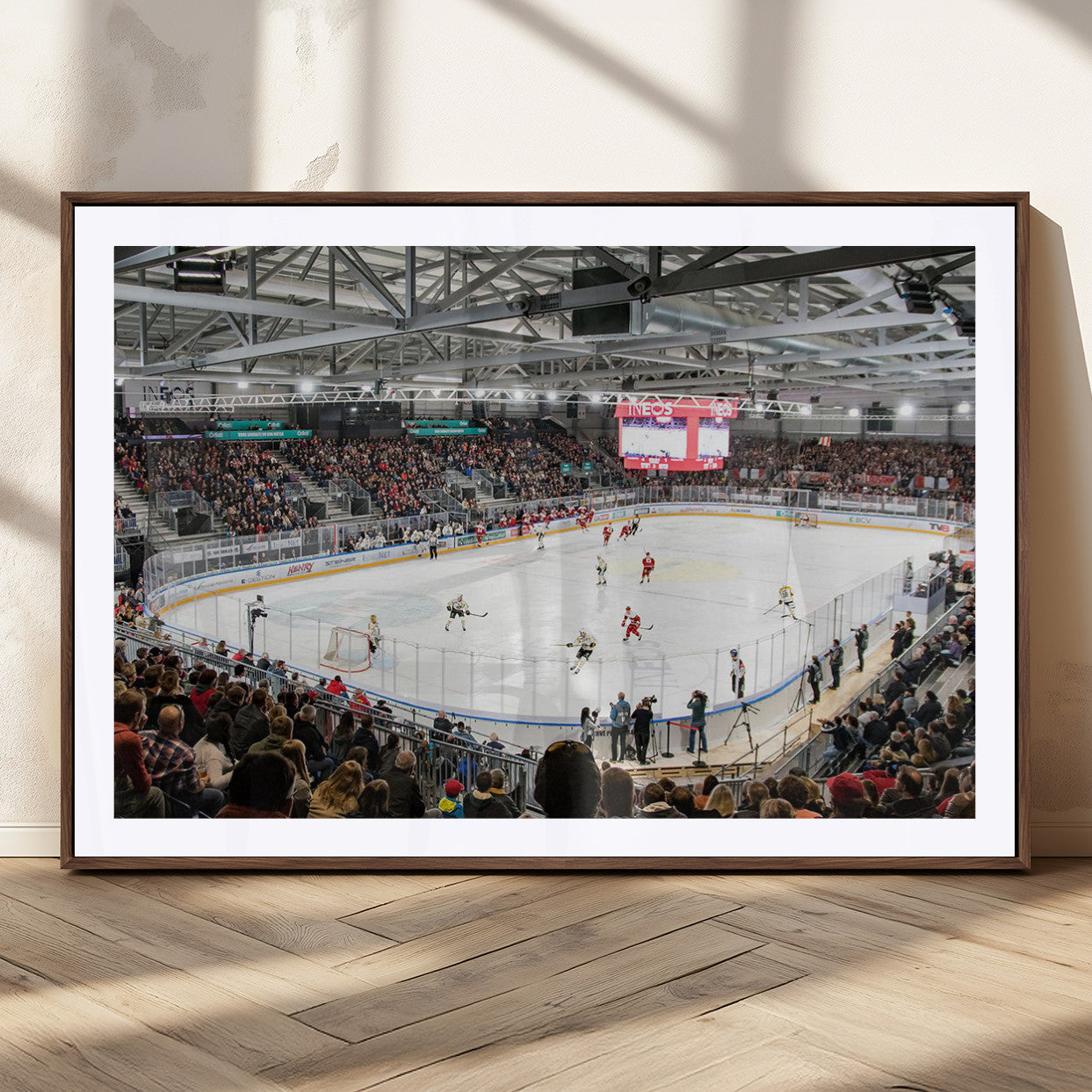 MGC-FP-36x24 - Lausanne Arena Ice Hockey Stadium Wall Art Canvas Print, Framed Lausanne Arena Ice Hockey Canvas