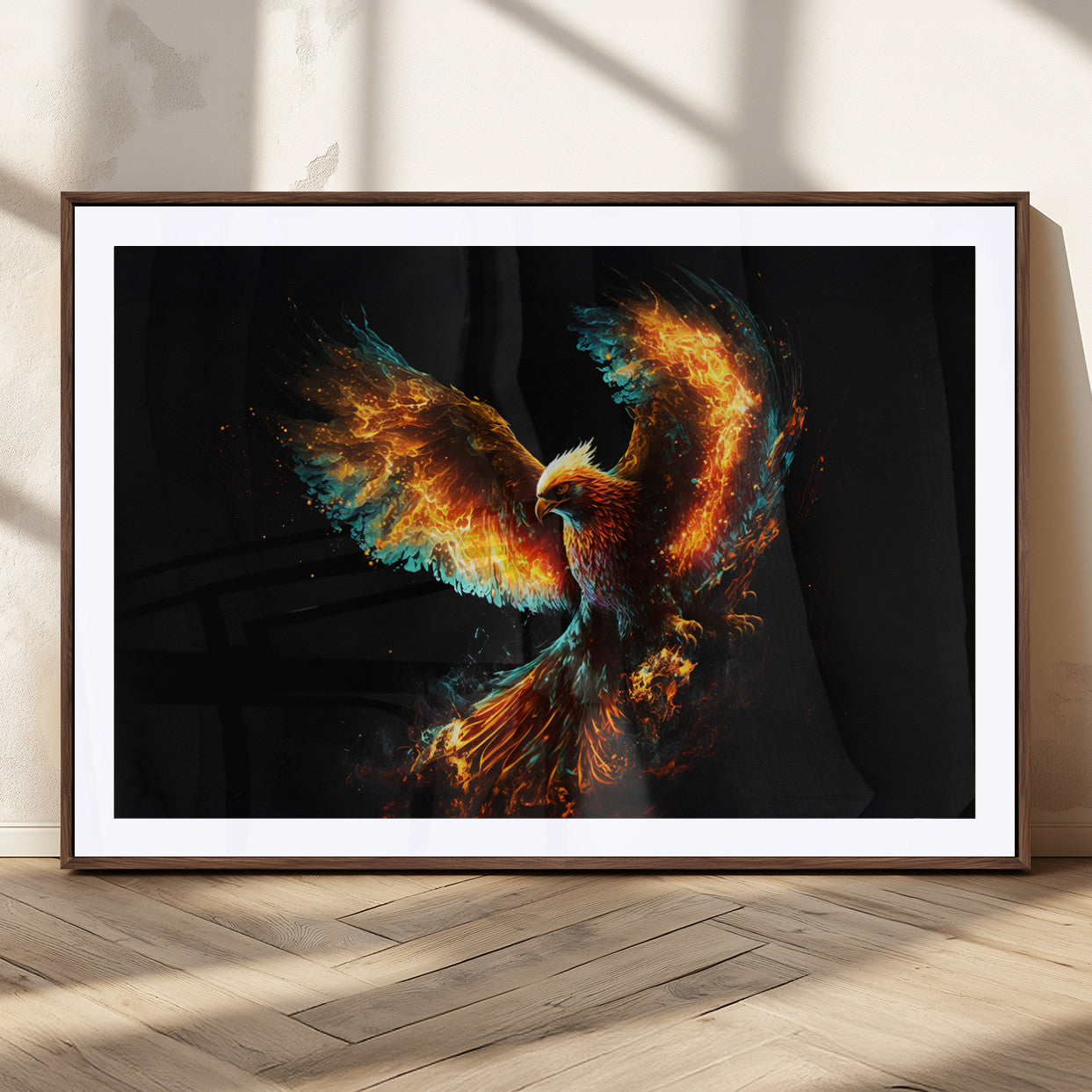 MGC-FP-36x24 - Fiery Phoenix Canvas Print | Ready to Hang Wall Art | Bold Fantasy Decor for Living Room | Majestic