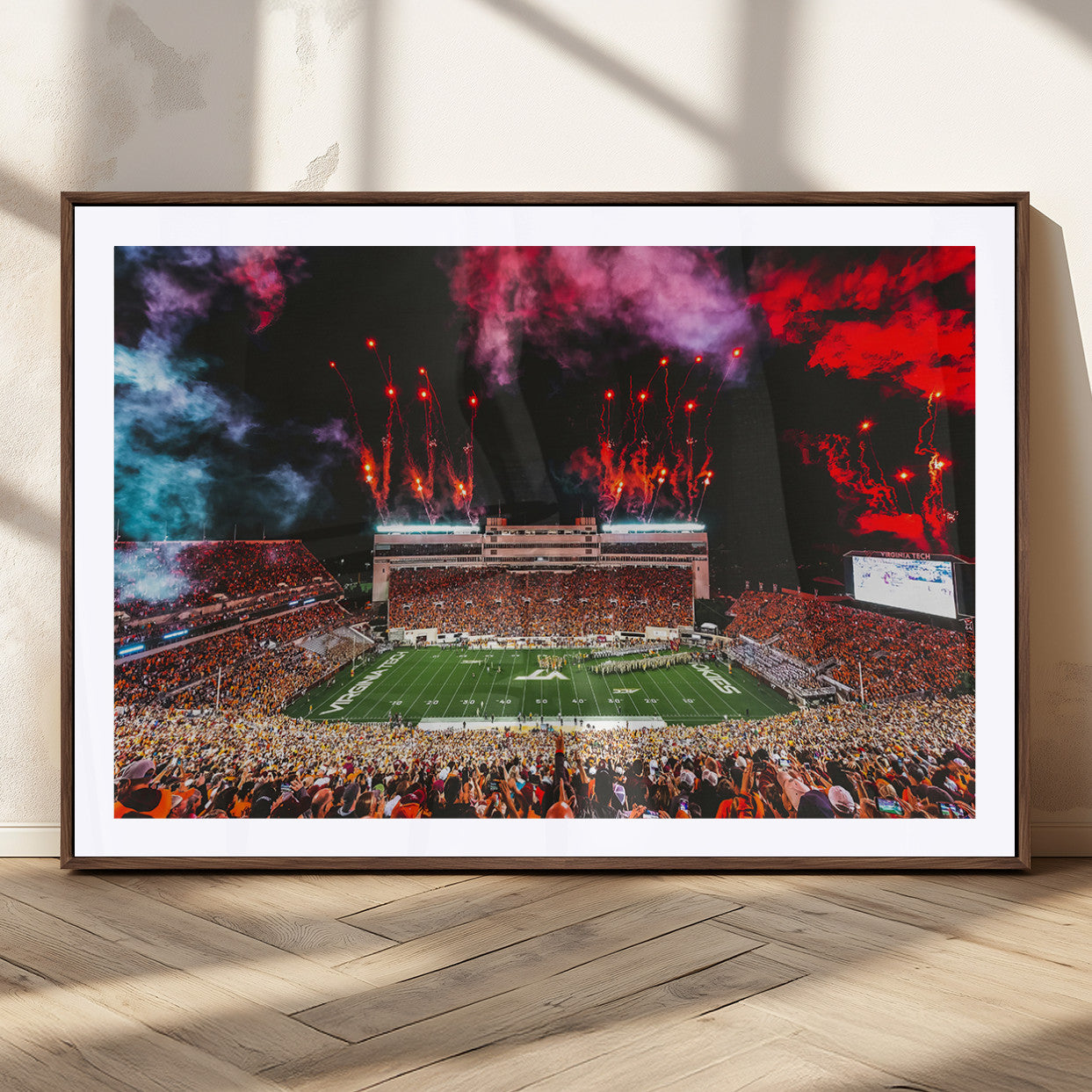 MGC-FP-36x24 - Virginia Tech Hokies Football Team Print - Blacksburg Lane Stadium Wall Art Canvas Print